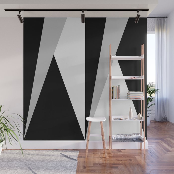 Geometric Triangles VI Black and White Wall Mural Gallery Image 1