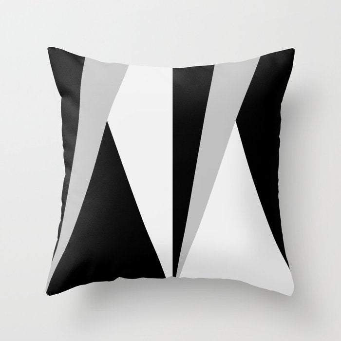 Geometric Triangles VI Black and White Throw Pillow Gallery Image 1