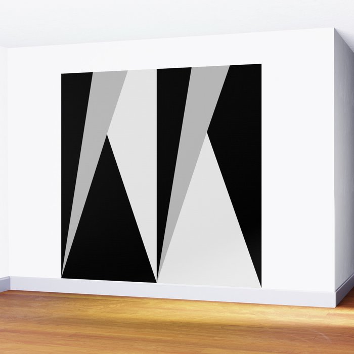Geometric Triangles VI Black and White Wall Mural Gallery Image 2