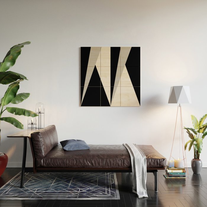 Geometric Triangles VI Black and White Wood Wall Art Gallery Image 2