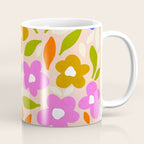 Retro Floral Meadow Nº2 Ochre, Blue Coffee Mug Gallery Image 1