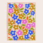 Retro Floral Meadow Nº2 Ochre, Blue Poster Gallery Image 4