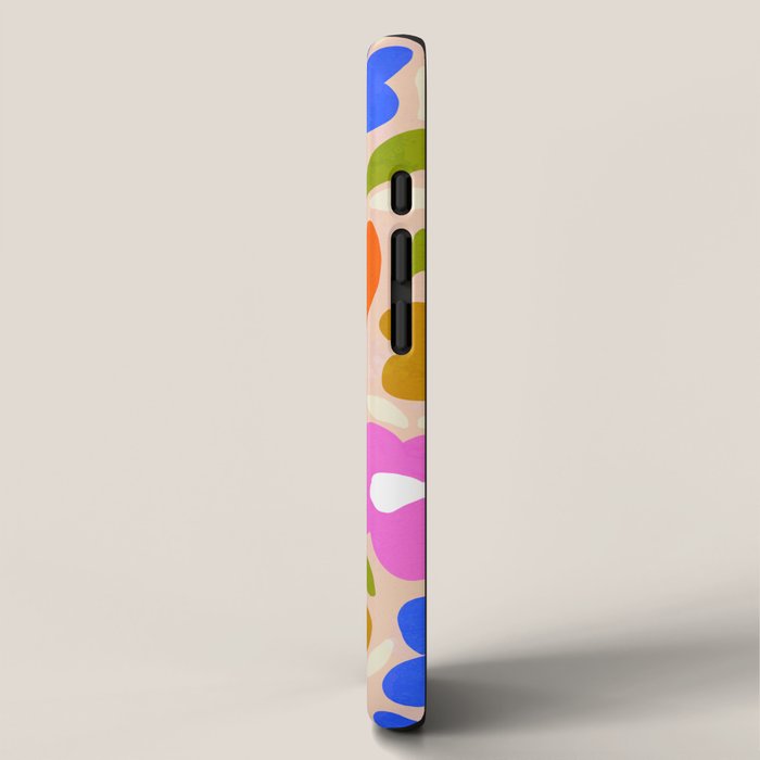 Retro Floral Meadow Nº2 Ochre, Blue iPhone Case Gallery Image 2
