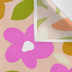 Retro Floral Meadow Nº2 Ochre, Blue Wall Tapestry Gallery Image 3