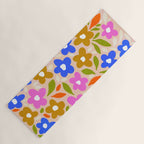 Retro Floral Meadow Nº2 Ochre, Blue Yoga Mat Gallery Image 1