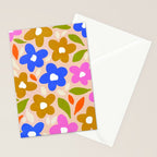 Retro Floral Meadow Nº2 Ochre, Blue Stationery Card Gallery Image 2