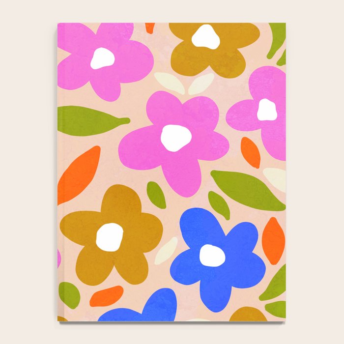 Retro Floral Meadow Nº2 Ochre, Blue Notebook Gallery Image 4