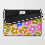 Retro Floral Meadow Nº2 Ochre, Blue Laptop Sleeve Gallery Image 2