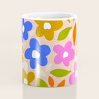 Retro Floral Meadow Nº2 Ochre, Blue Coffee Mug Gallery Image 4