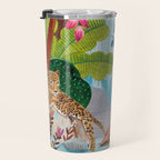 Woman in tropical forest with Leopard Travel Mug Gallery Image 3