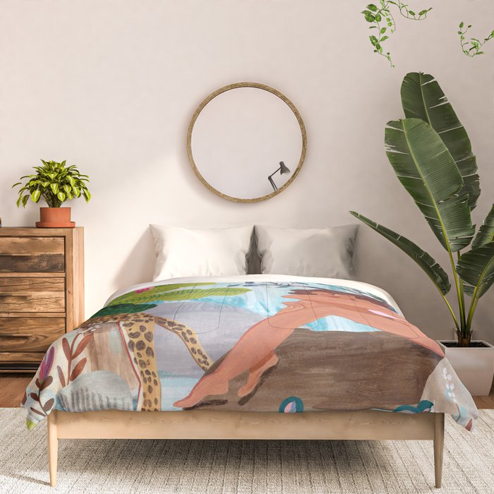 Woman in tropical forest with Leopard Comforter Gallery Image 3