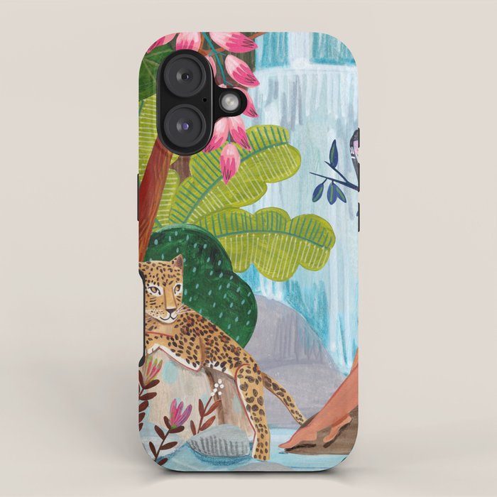 Woman in tropical forest with Leopard iPhone Case Gallery Image 1