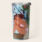 Woman in tropical forest with Leopard Travel Mug Gallery Image 2