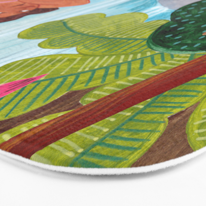 Woman in tropical forest with Leopard Bath Mat Gallery Image 3