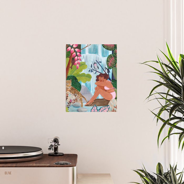 Woman in tropical forest with Leopard Poster Gallery Image 2