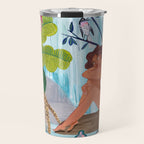 Woman in tropical forest with Leopard Travel Mug Gallery Image 1