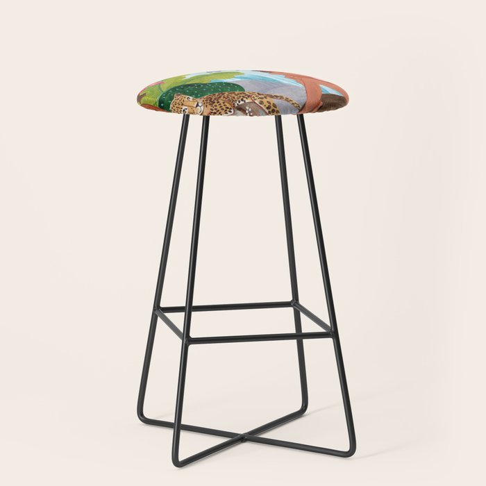 Woman in tropical forest with Leopard Stool Gallery Image 1