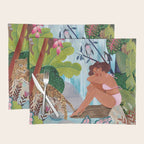 Woman in tropical forest with Leopard Placemat Gallery Image 1