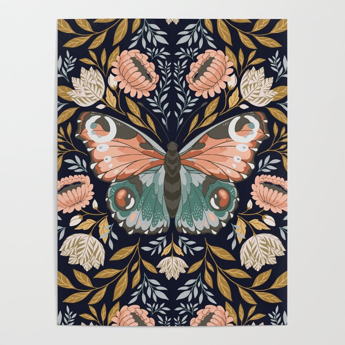 William Morris Butterfly - Midnight Garden Poster Gallery Image 1