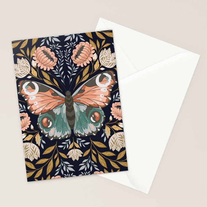 William Morris Butterfly - Midnight Garden Stationery Card Gallery Image 2