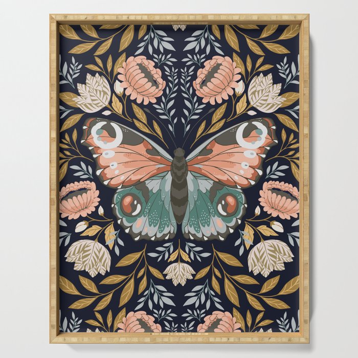William Morris Butterfly - Midnight Garden Serving Tray Gallery Image 1