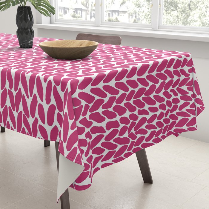 Hand Knit Hot Pink Tablecloth Gallery Image 3