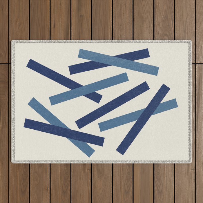 Lines Misaligned - Blue Outdoor Rug Gallery Image 1