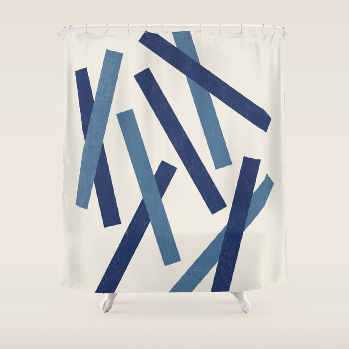 Lines Misaligned - Blue Shower Curtain Gallery Image 1