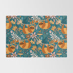 Happy Boho Sloth Floral Rug Gallery Image 2