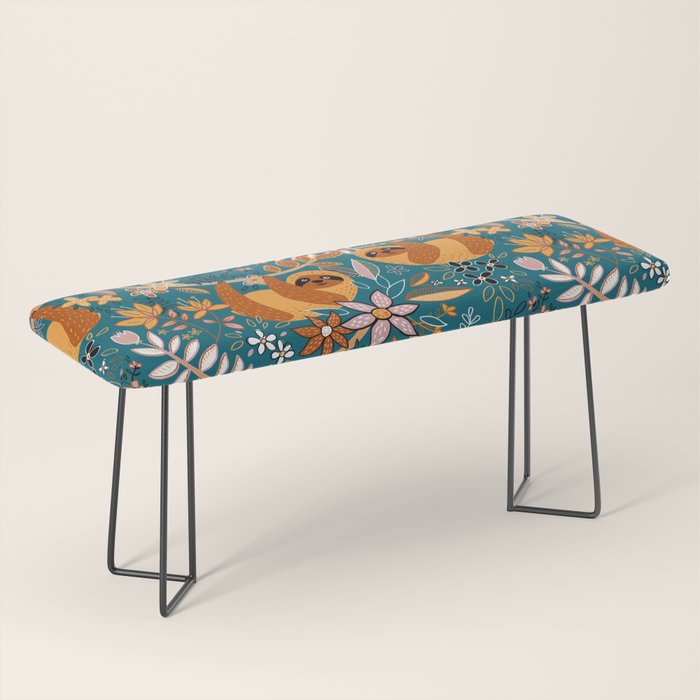 Happy Boho Sloth Floral Bench Gallery Image 1