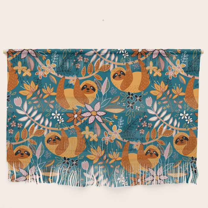 Happy Boho Sloth Floral Wall Hanging Gallery Image 1