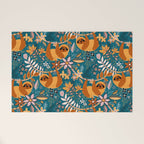 Happy Boho Sloth Floral Welcome Mat Gallery Image 1