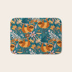 Happy Boho Sloth Floral Bath Mat Gallery Image 1