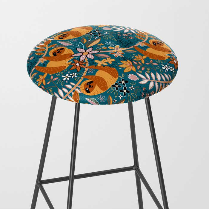Happy Boho Sloth Floral Stool Gallery Image 2