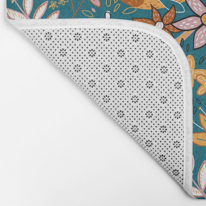 Happy Boho Sloth Floral Bath Mat Gallery Image 2