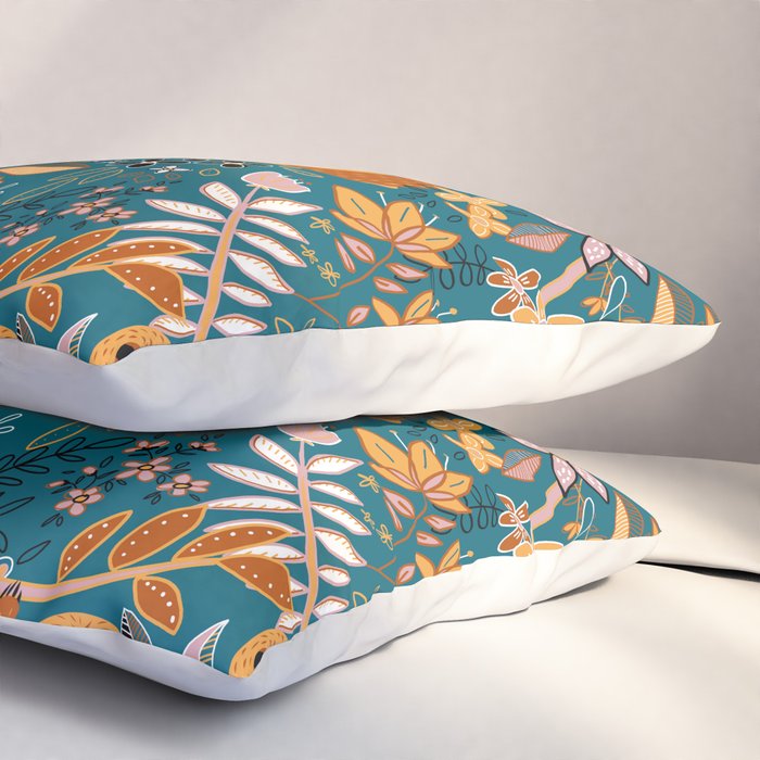 Happy Boho Sloth Floral Pillow Sham Gallery Image 3