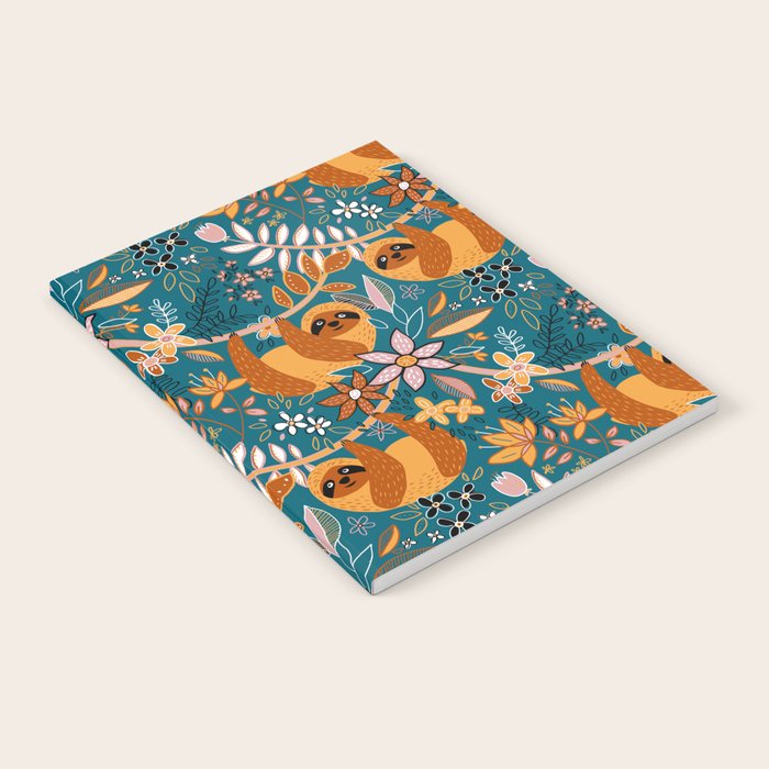 Happy Boho Sloth Floral Notebook Gallery Image 1