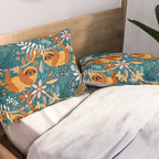 Happy Boho Sloth Floral Pillow Sham Gallery Image 2