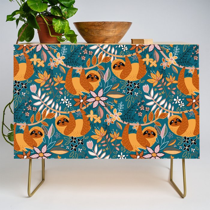 Happy Boho Sloth Floral Credenza Gallery Image 1