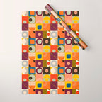 Vibrant Geometric Squares and Circles Pattern - Modern Craft Wrapping Paper Gallery Image 1