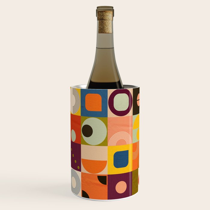 Vibrant Geometric Squares and Circles Pattern - Modern Craft Wine Chiller Gallery Image 2