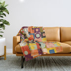 Vibrant Geometric Squares and Circles Pattern - Modern Craft Throw Blanket Gallery Image 1