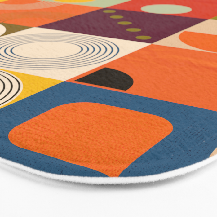Vibrant Geometric Squares and Circles Pattern - Modern Craft Bath Mat Gallery Image 3