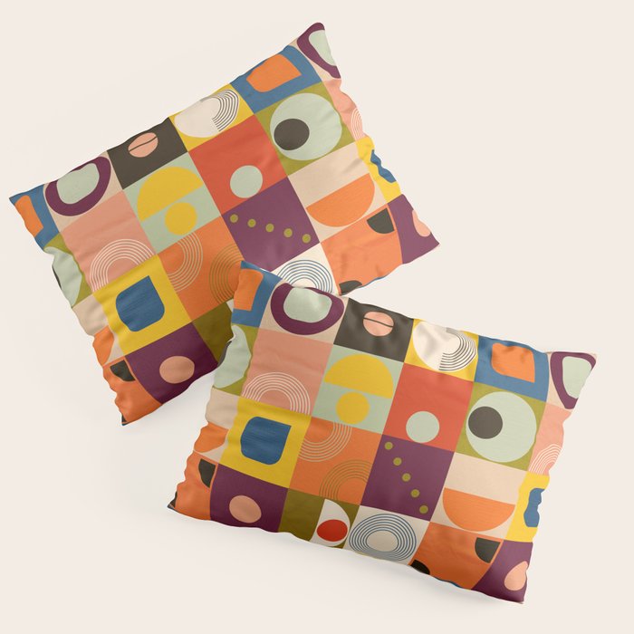 Vibrant Geometric Squares and Circles Pattern - Modern Craft Pillow Sham Gallery Image 3
