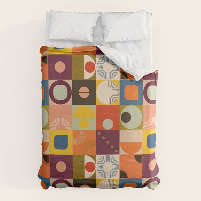 Vibrant Geometric Squares and Circles Pattern - Modern Craft Duvet Cover Gallery Image 6