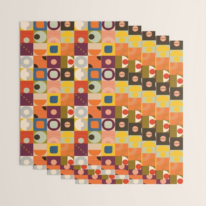 Vibrant Geometric Squares and Circles Pattern - Modern Craft Wrapping Paper Gallery Image 3