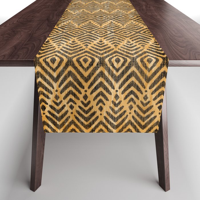 Feather Ikat - Marigold and black Table Runner Gallery Image 1