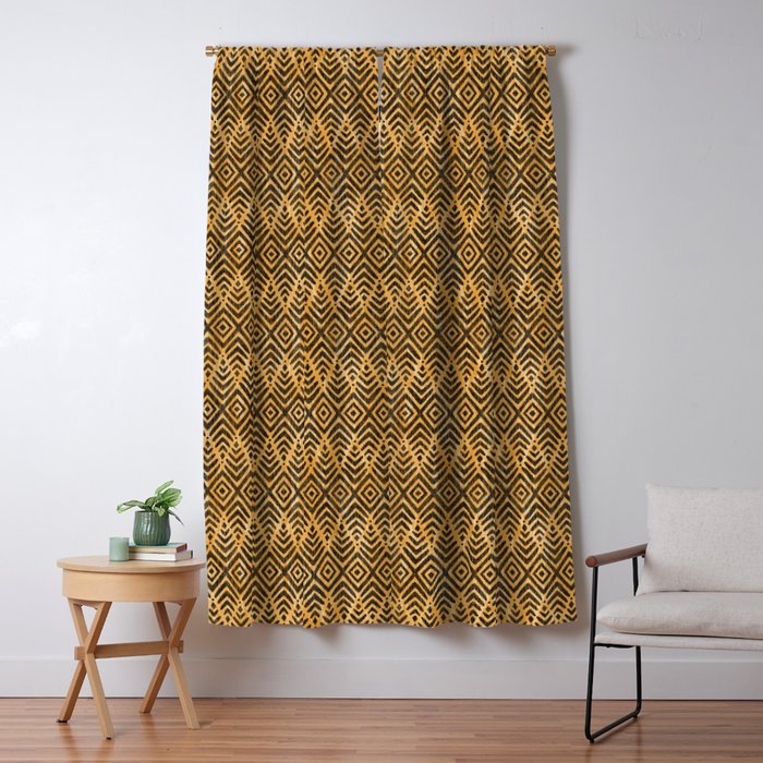 Feather Ikat - Marigold and black Window Curtain Gallery Image 5