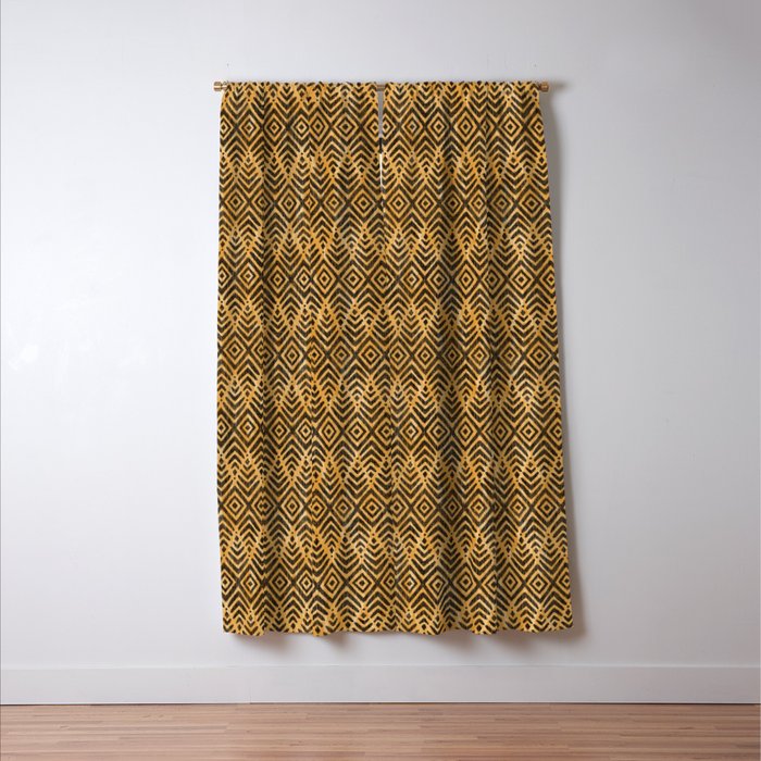 Feather Ikat - Marigold and black Window Curtain Gallery Image 3