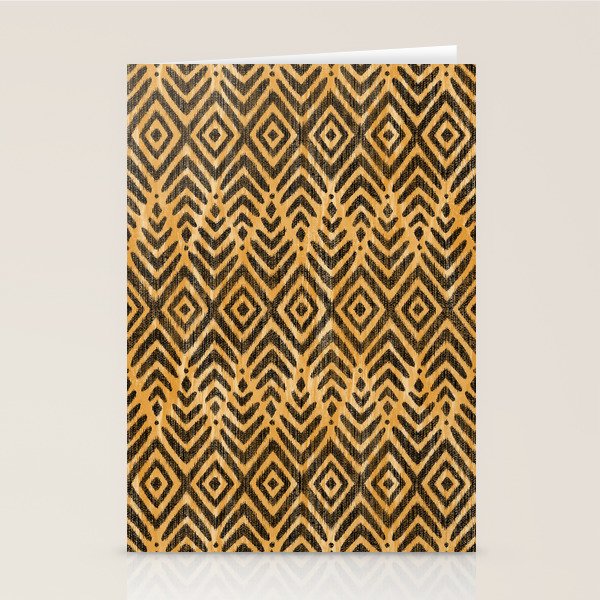 Feather Ikat - Marigold and black Stationery Card Gallery Image 1